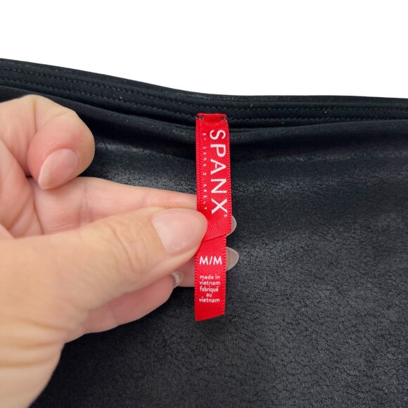 Spanx Faux Leather Women's High Rise Ribbed Moto Leggings Sized M - Picture 5 of 5